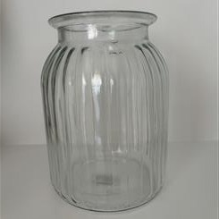 Ribbed glass vase