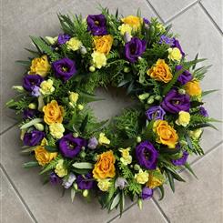 Yellow and purple wreath