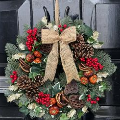Artificial Red and Green Door Wreath
